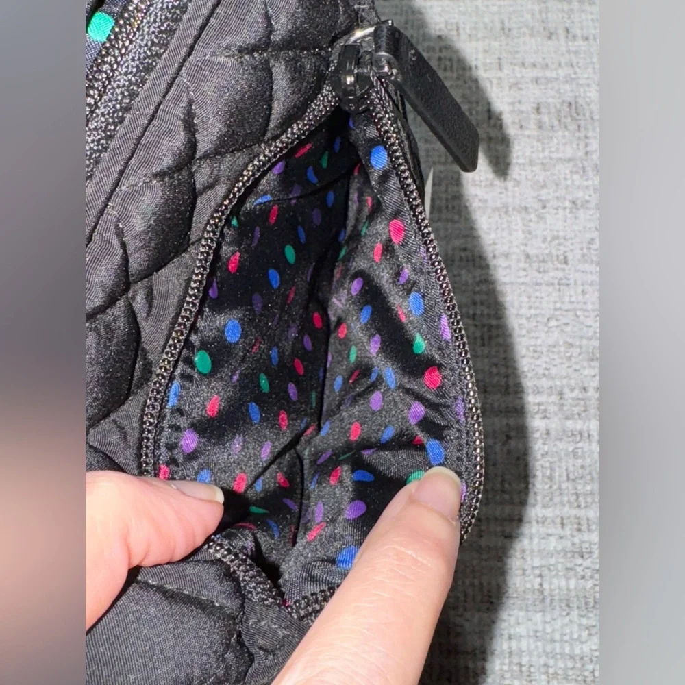 Vera Bradley Black Quilted Mini Hipster Purse With Polka Dot Interior - Picture 4 of 8